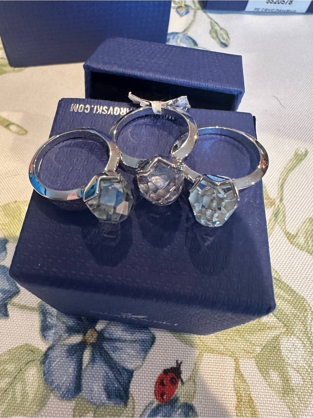 Swarovski Nuts Triple Stacking Ring Set - NIB - Sz 8 - style 1119302